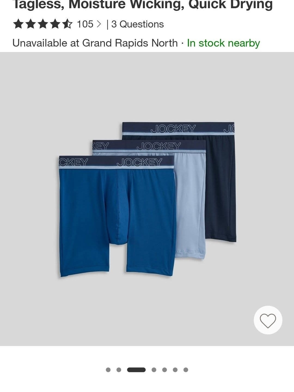 Jockey Men’s 3-Pack Boxer Briefs in Navy, Light Blue, and Royal Blue